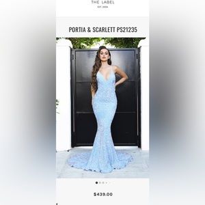 Portia & Scarlett PS21235 low back fitted sequin gown